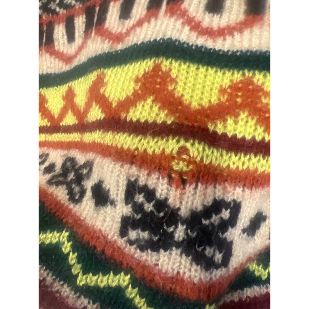 Jen's Pirate Booty Skull Fair Isle Oversized V-Neck Knit Sweater P/S Multi - Picture 4 of 6